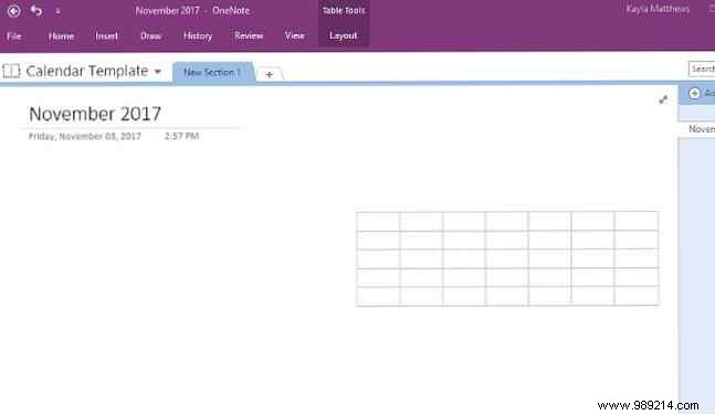 How to create a OneNote calendar template