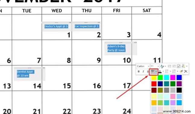 How to create a OneNote calendar template