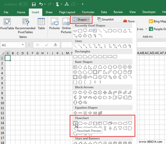 How to create a flowchart in Excel