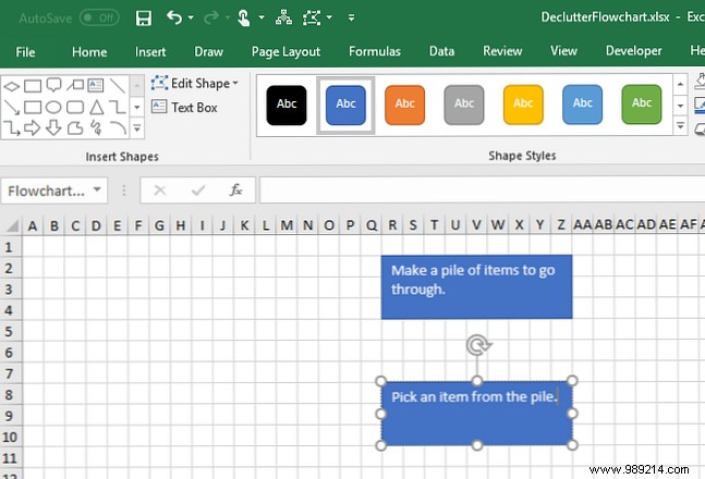 How to create a flowchart in Excel