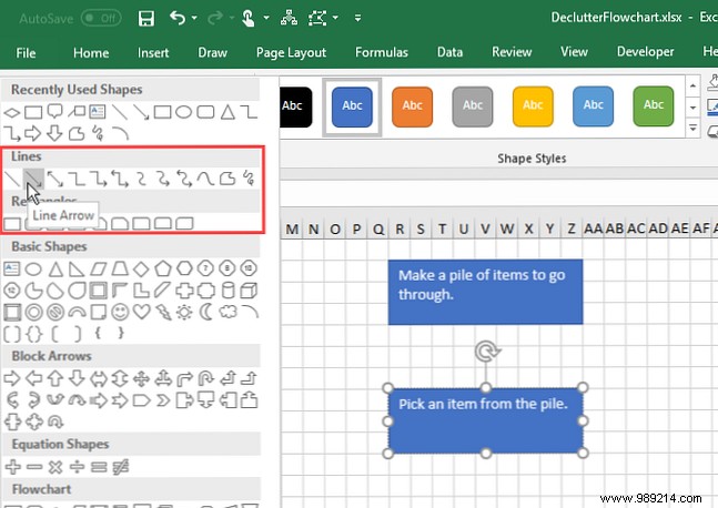 How to create a flowchart in Excel