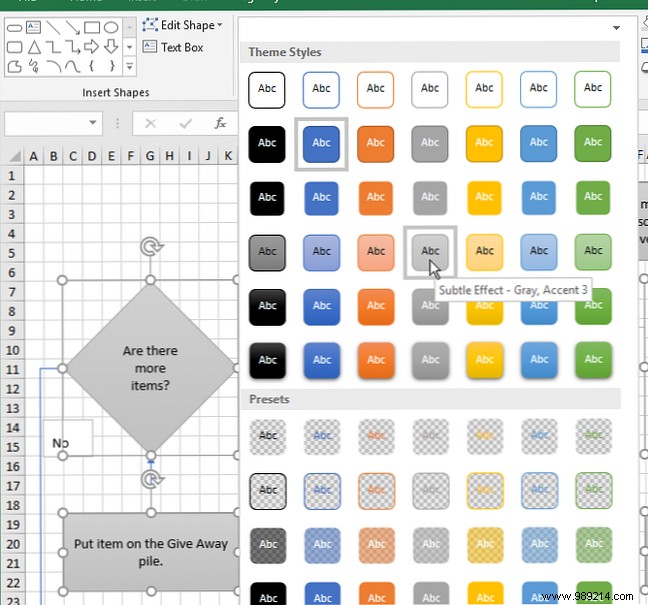 How to create a flowchart in Excel