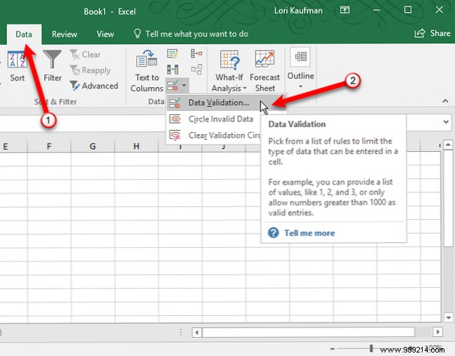 How to create a dropdown list in Excel