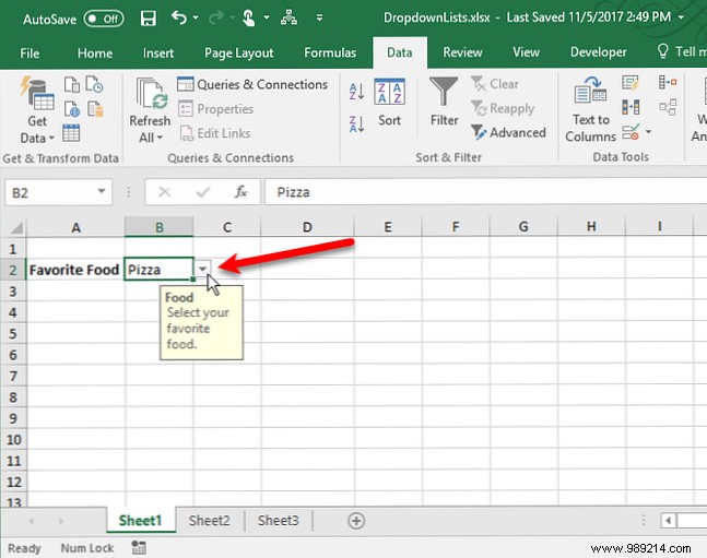 How to create a dropdown list in Excel