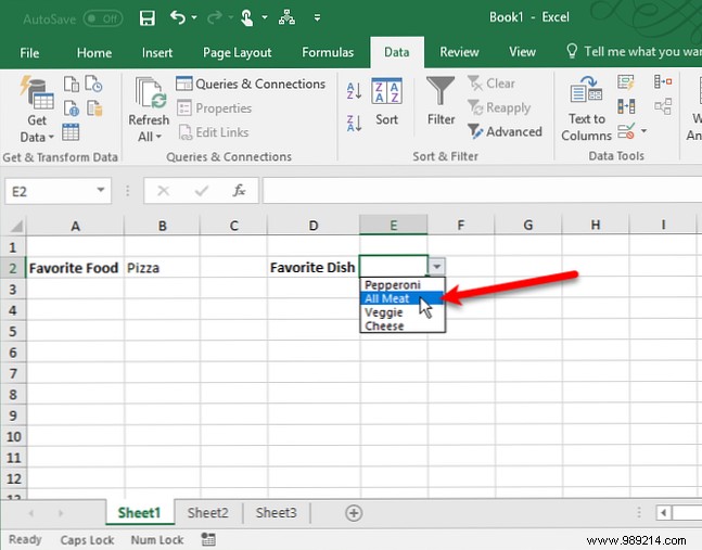 How to create a dropdown list in Excel