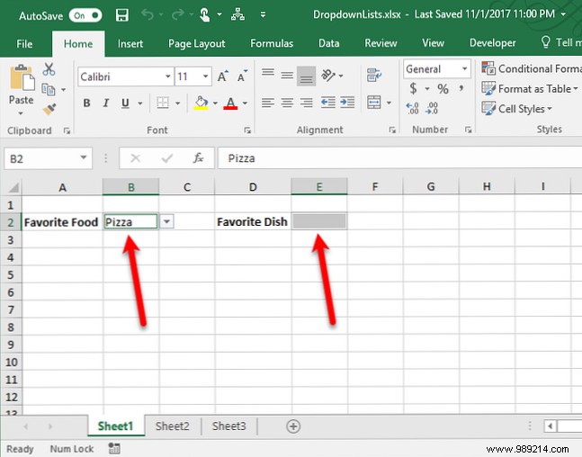 How to create a dropdown list in Excel