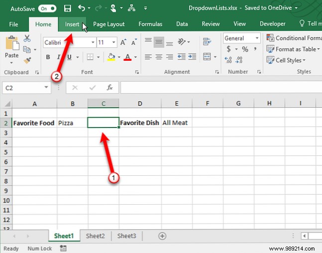 How to create a dropdown list in Excel