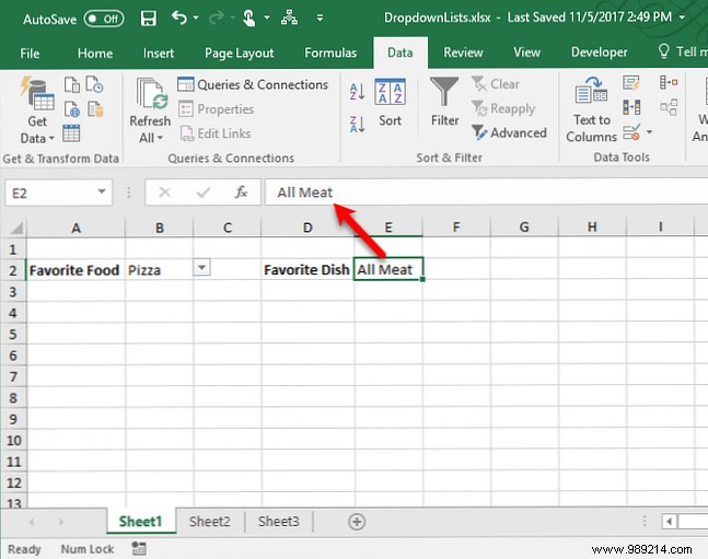 How to create a dropdown list in Excel