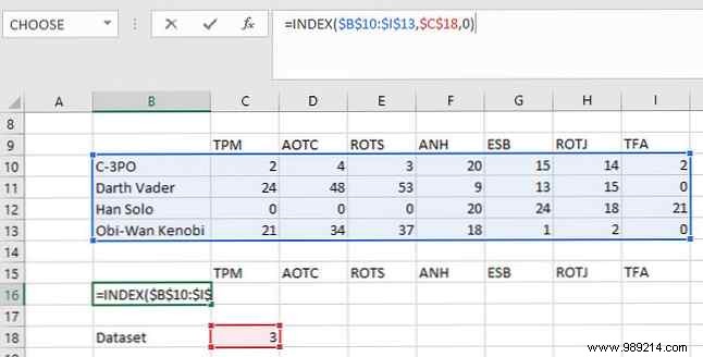 How to create interactive Excel charts with the INDEX formula