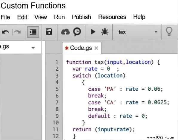 How to create custom functions in Google sheets