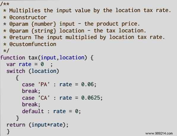 How to create custom functions in Google sheets