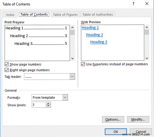 How to create a table of contents in Word and free templates