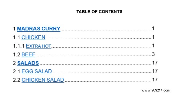 How to create a table of contents in Word and free templates