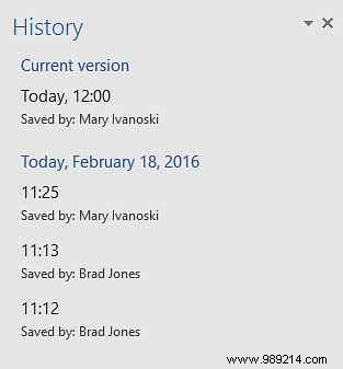 How to make collaboration easier with the history feature in Office 2016