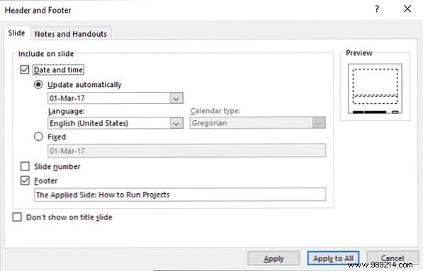 How to display the current date and time in a PowerPoint presentation