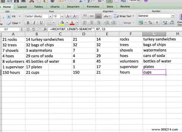 How to extract a number or text from Excel with this function