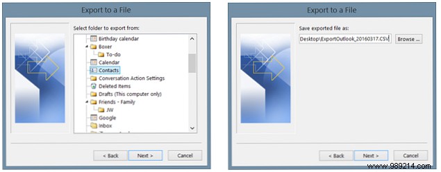 How to export Outlook contacts anywhere