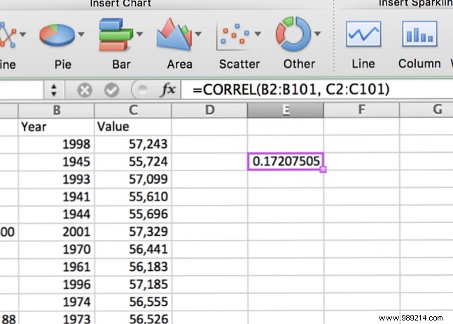 How to find the correlation coefficient with Excel