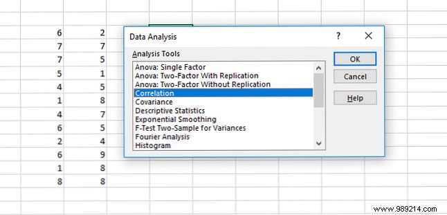 How to find the correlation coefficient with Excel