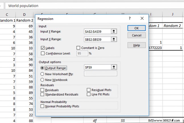 How to find the correlation coefficient with Excel