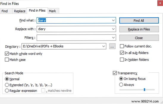 How to find and replace words in multiple files