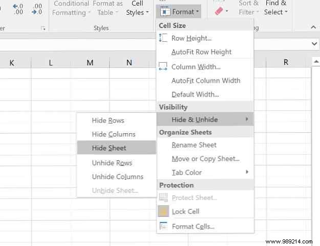 How to hide and show spreadsheets in Excel