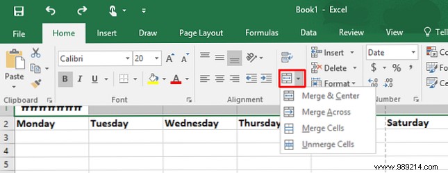 How to make a calendar template in Excel