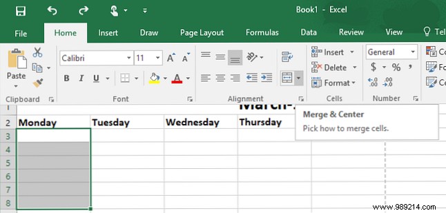 How to make a calendar template in Excel