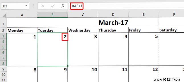 How to make a calendar template in Excel