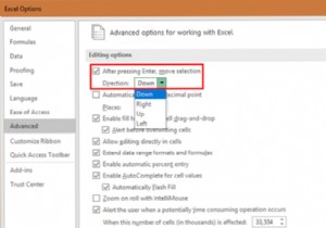 How to make the Enter key in Excel Move a different direction