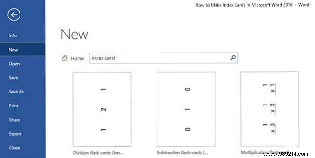 How to make index cards in Microsoft Word 2016