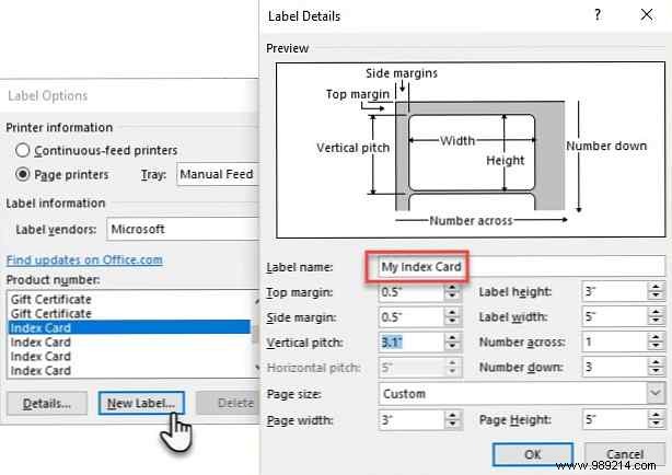 How to make index cards in Microsoft Word 2016