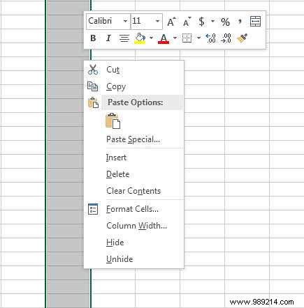 How to manually set column width and row height in Excel