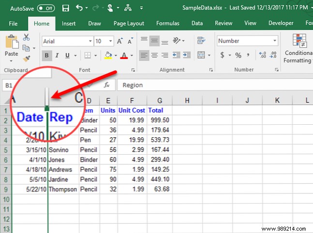 How to manage columns in Excel