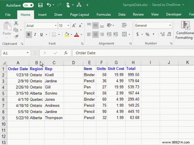 How to manage columns in Excel