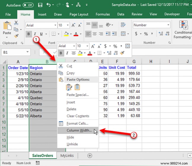 How to manage columns in Excel