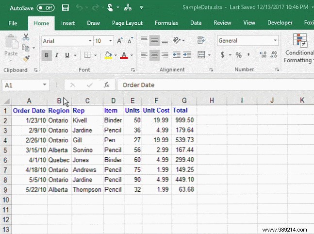 How to manage columns in Excel