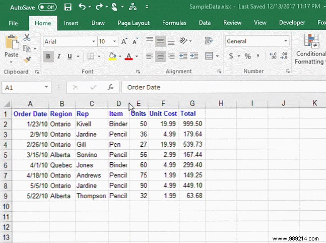 How to manage columns in Excel