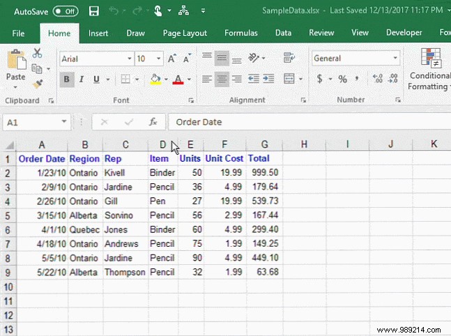 How to manage columns in Excel