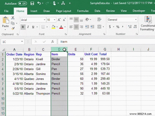 How to manage columns in Excel