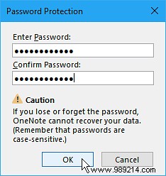 How to password protect your notes in OneNote 2016