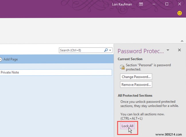 How to password protect your notes in OneNote 2016