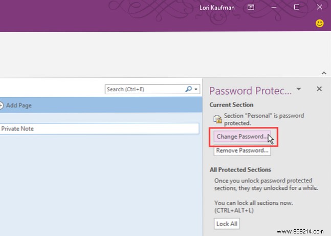 How to password protect your notes in OneNote 2016