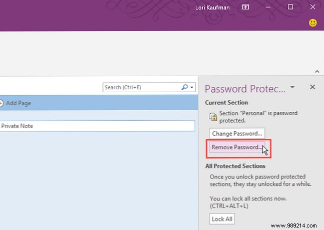 How to password protect your notes in OneNote 2016