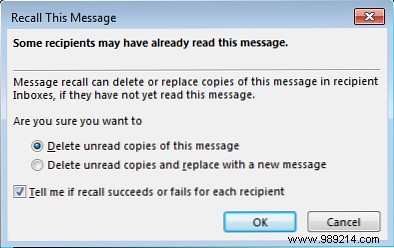 How to retrieve email in Outlook after sending