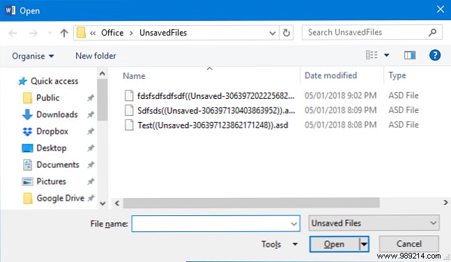 How to recover an unsaved Microsoft Word 2016 document in seconds