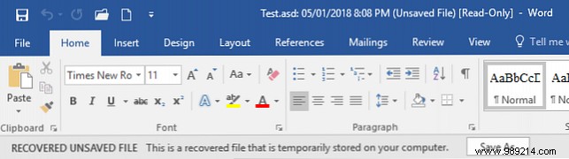 How to recover an unsaved Microsoft Word 2016 document in seconds