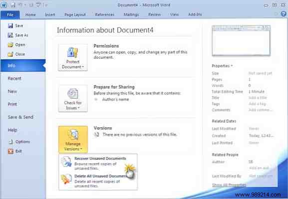 How to recover an unsaved Microsoft Word 2010 document in seconds