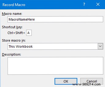 How to record a macro in Excel 2016