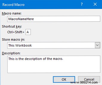 How to record a macro in Excel 2016